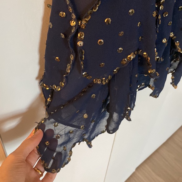 Navy blue flapper-style dress with gold sequins - Picture 5 of 5